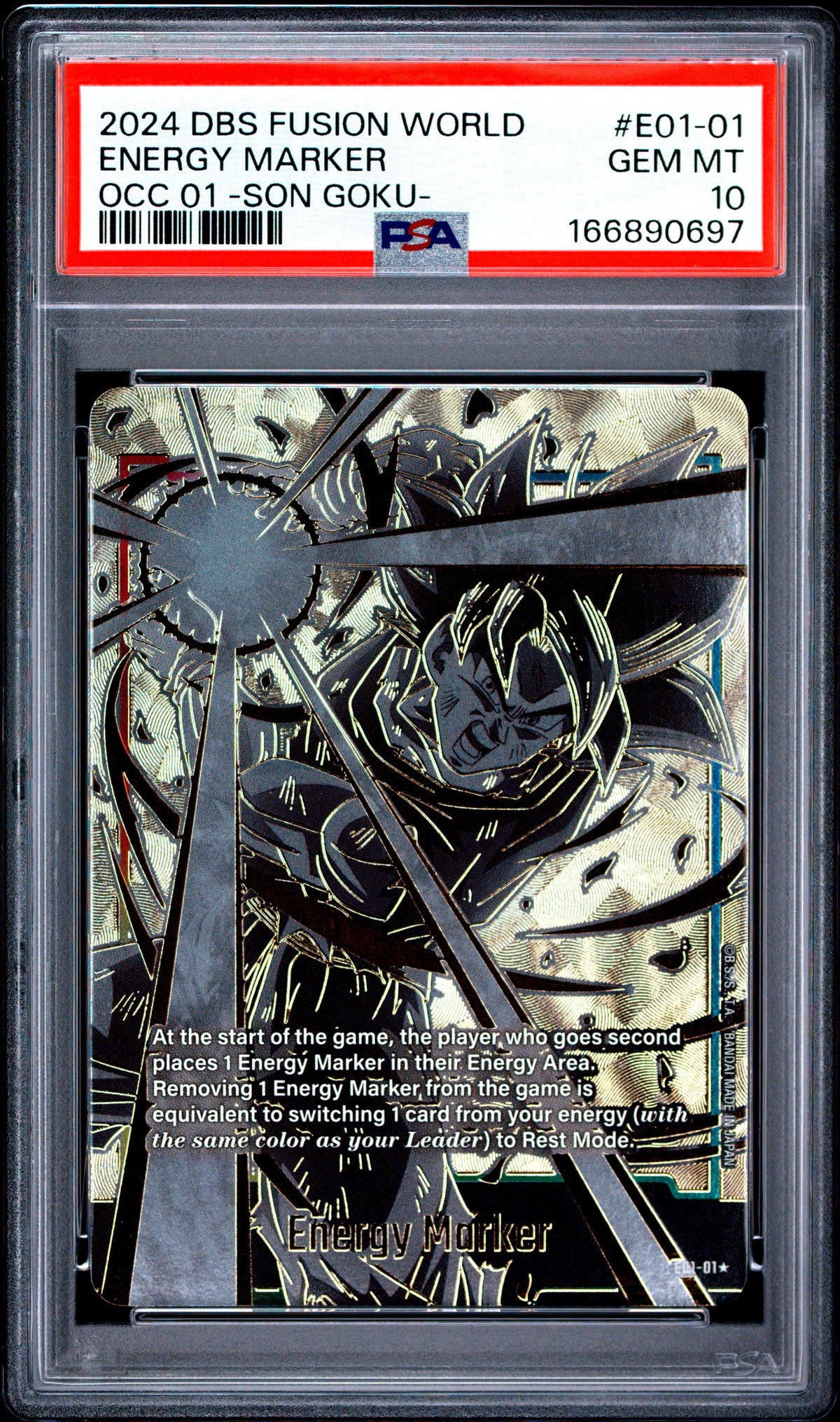PSA 10 Energy Marker E01-01 Dragon Ball Super Card Game Fusion World Official Card Case 01 -Son Goku 166890697
