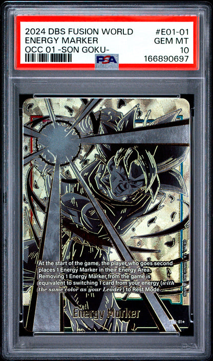 PSA 10 Energy Marker E01-01 Dragon Ball Super Card Game Fusion World Official Card Case 01 -Son Goku 166890697