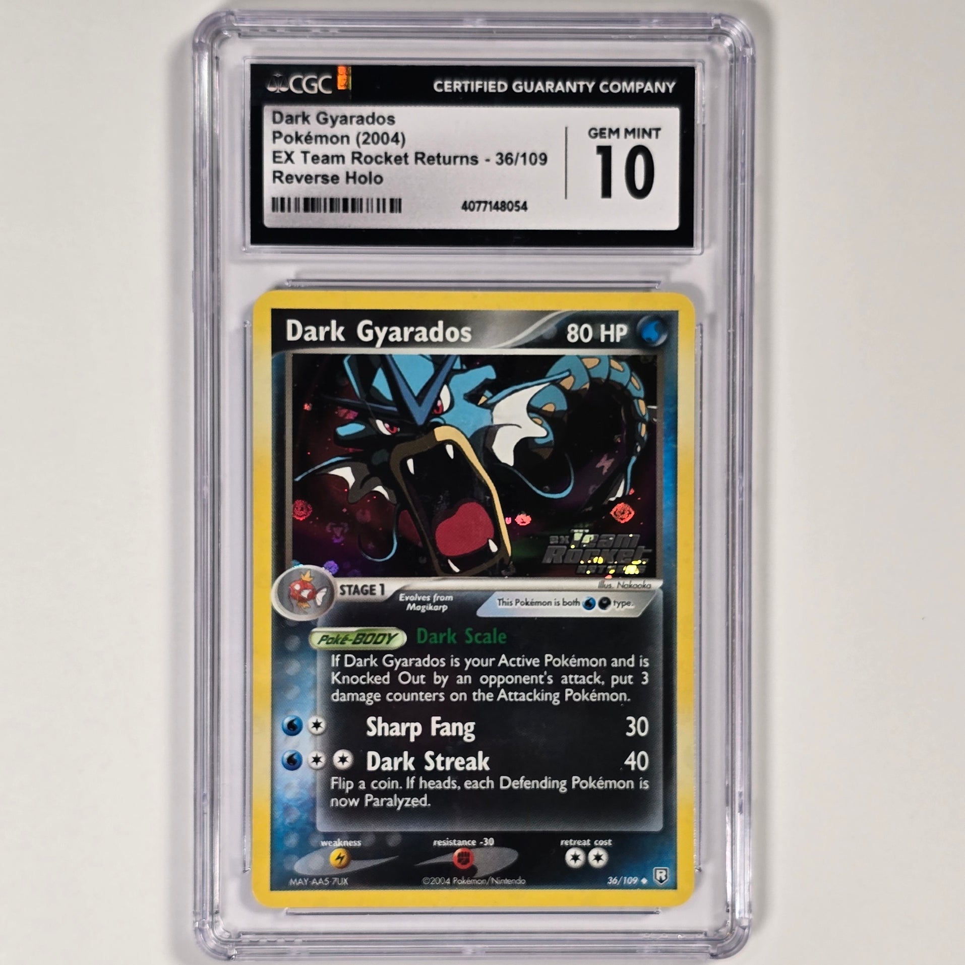 CGC 10 Dark Gyarados 36/109 Reverse Holo Pokemon EX Team Rock