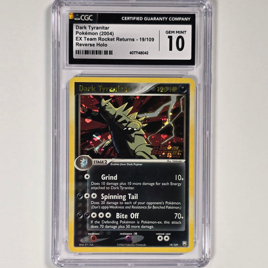 CGC 10 Dark Tyranitar 19/109 Rare Reverse Holo Pokemon EX Team Rocket Returns