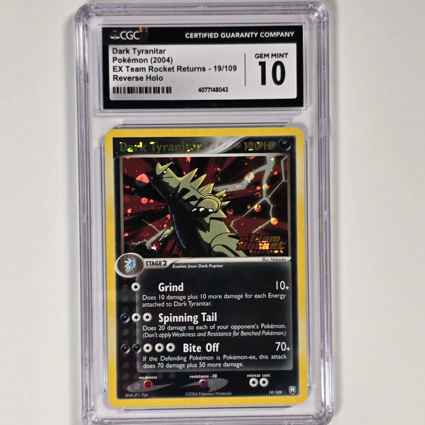 CGC 10 Dark Tyranitar 19/109 Rare Reverse Holo Pokemon EX Team Rocket Returns