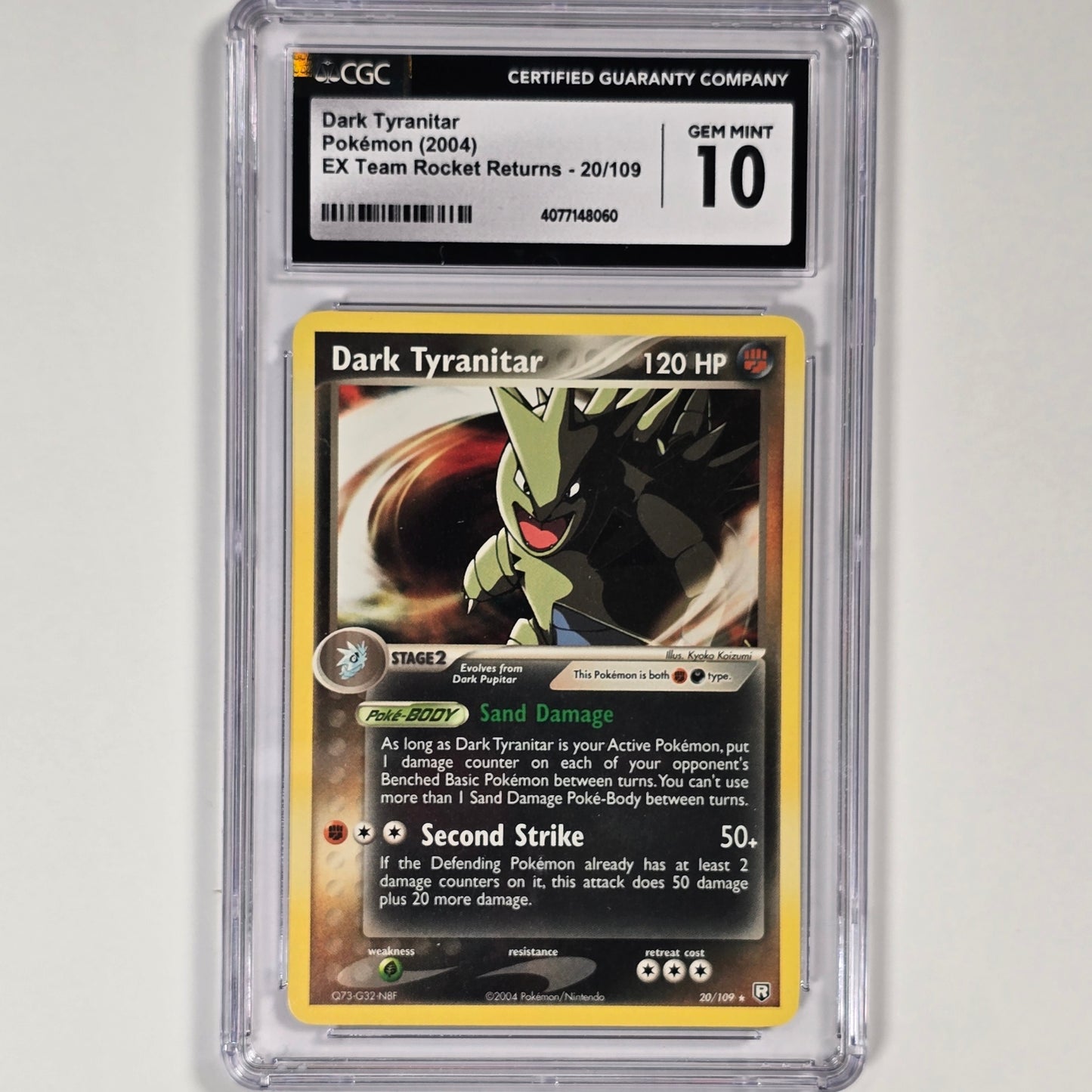 CGC 10 Dark Tyranitar 20/109 Rare Pokemon EX Team Rocket Returns