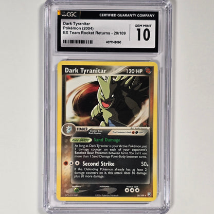 CGC 10 Dark Tyranitar 20/109 Rare Pokemon EX Team Rocket Returns