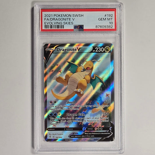 PSA 10 Dragonite V 192/203 Alternate Full Art Pokemon Evolving Skies