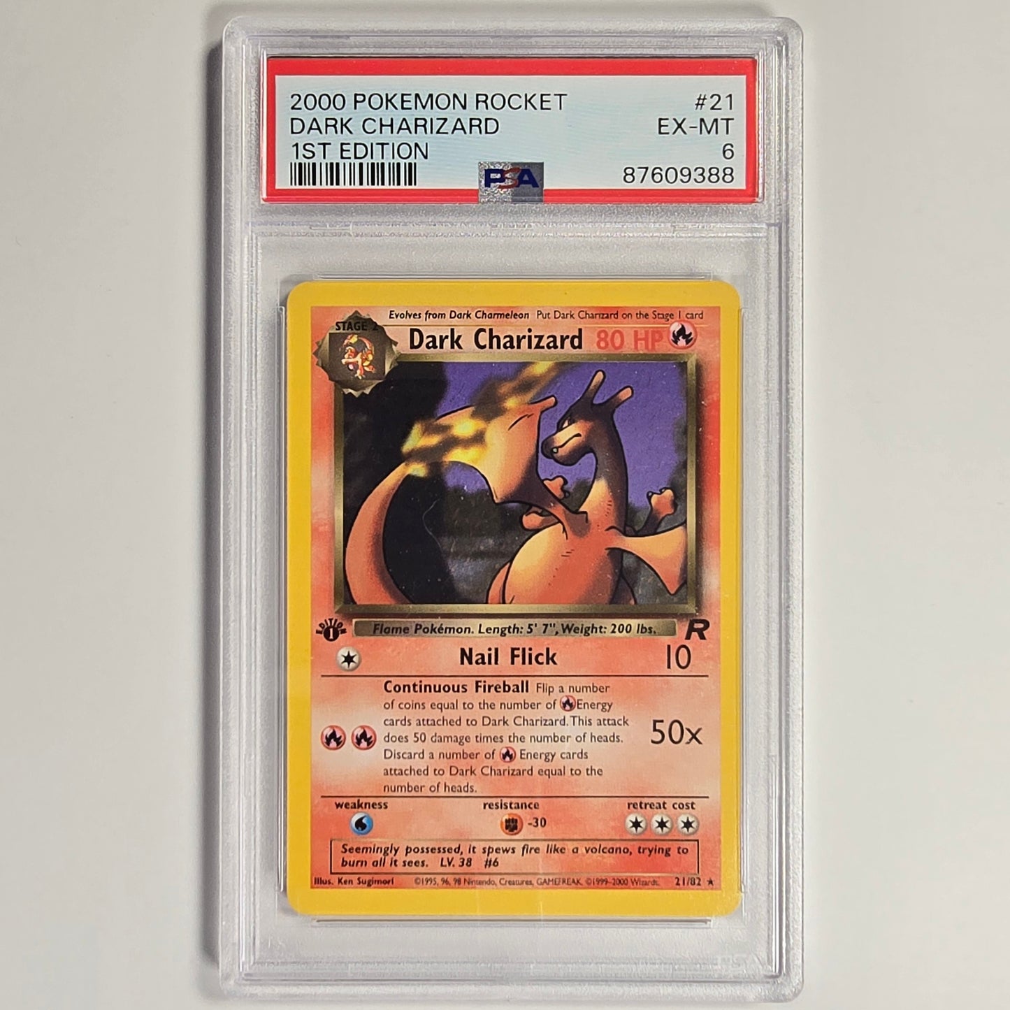 PSA 6 Dark Charizard 21/82 Non-Holo Pokémon Team Rocket 1st Edition