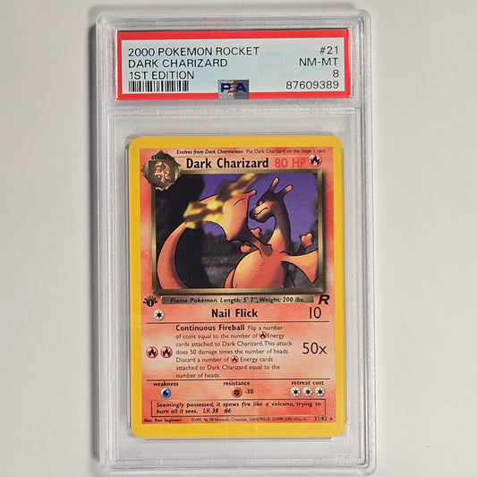 PSA 8 Dark Charizard 21/82 Non-Holo Pokémon Team Rocket 1st Edition