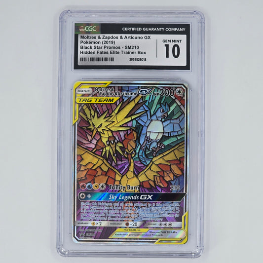 CGC 10 Moltres & Zapdos & Articuno GX SM210 Promo Pokemon Hidden Fates ETB