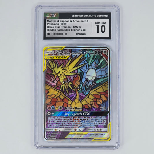 CGC 10 Moltres & Zapdos & Articuno GX SM210 Promo Pokemon Hidden Fates ETB