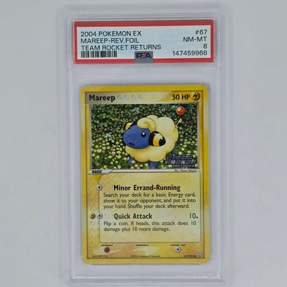 PSA 8 Mareep 67 Reverse Foil 2004 Pokemon EX Team Rocket Returns 147459968