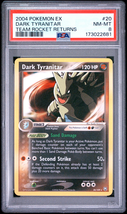 PSA 8 Dark Tyranitar 20 Pokemon Ex Team Rocket Returns 173022681