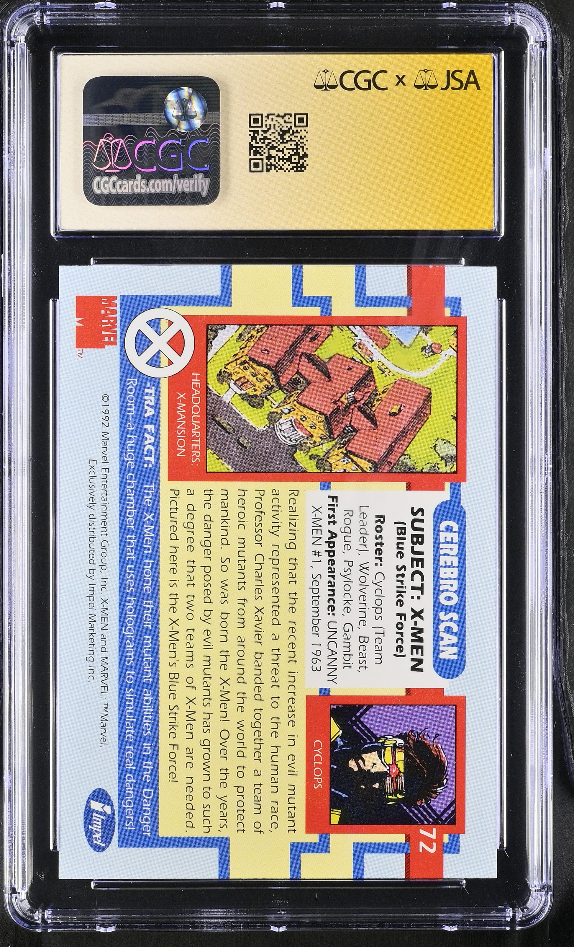 CGC 10 X-Men (Blue Strike Force) 72 X-Men Series I 6043653005 (Back)