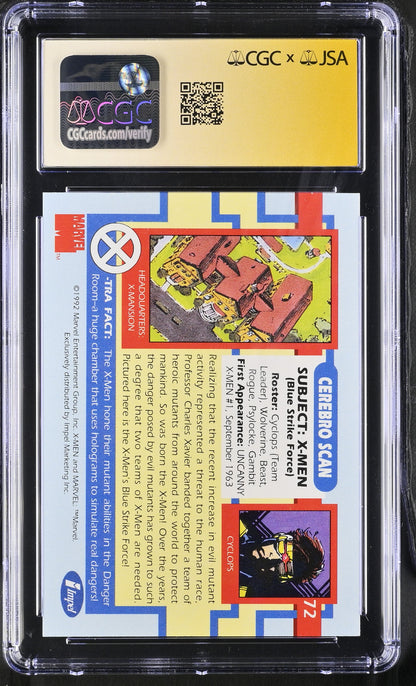 CGC 10 X-Men (Blue Strike Force) 72 X-Men Series I 6043653005 (Back)