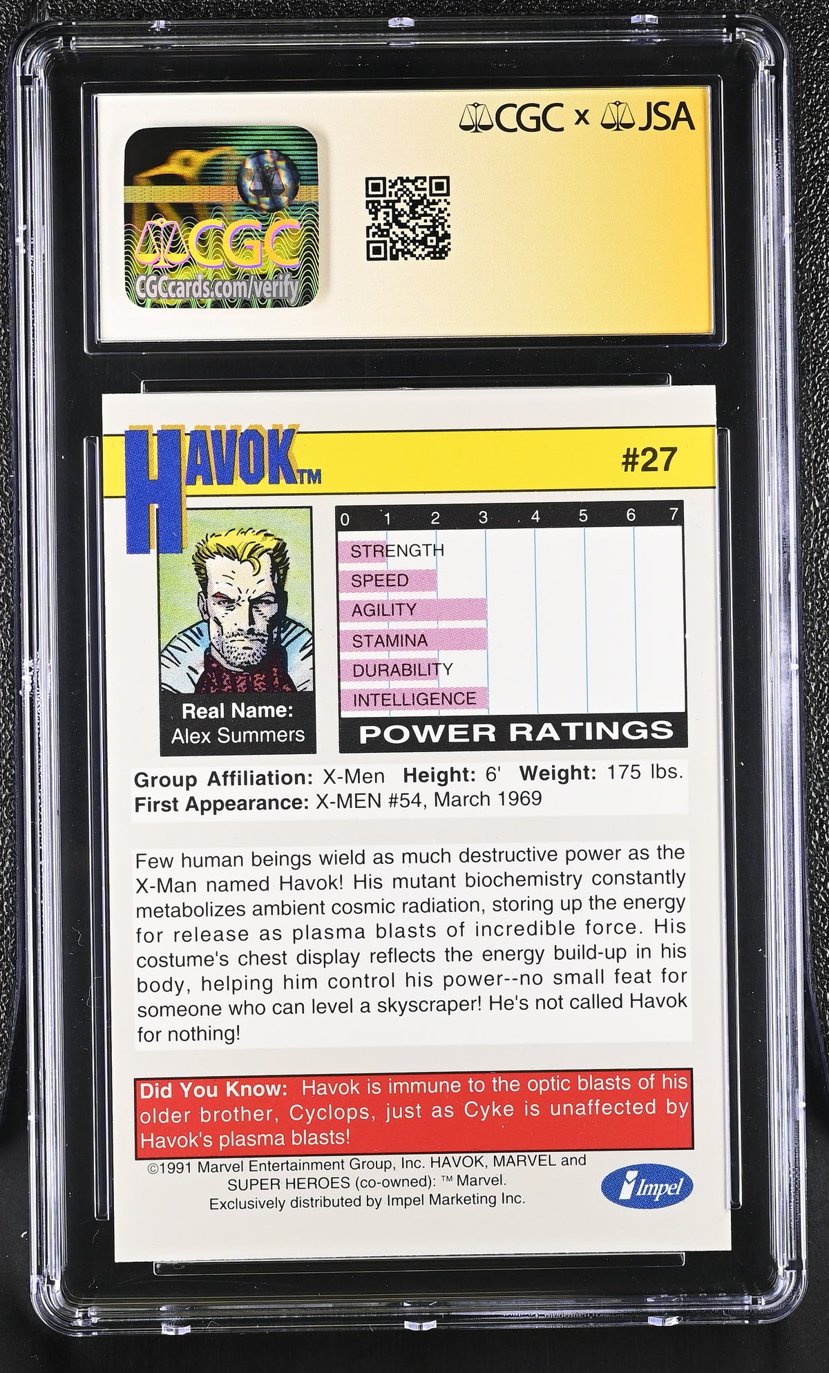 CGC 9 Havok 27 Marvel Universe Series Jim Lee SS 6201836001