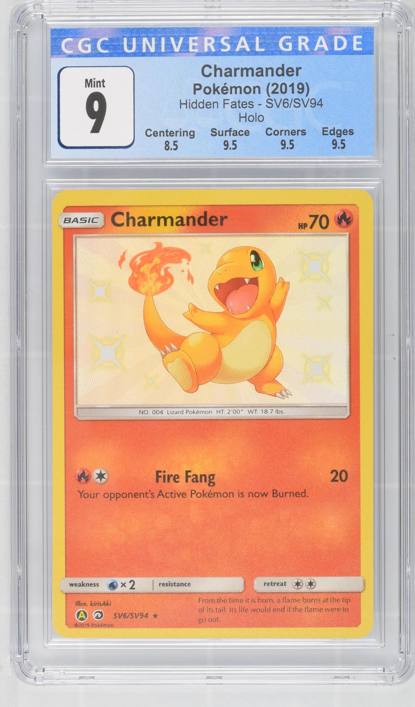 CGC 9 Charmander Shiny Vault SV6/SV94 Hidden Fates 3842236008 (Back)
