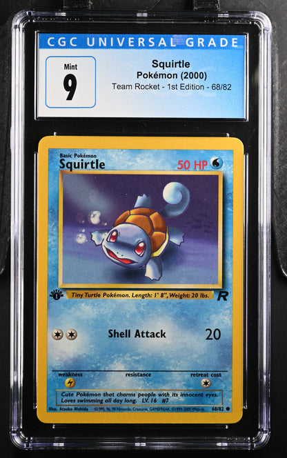 CGC 9 Squirtle 68/82 Team Rocket - 1st Ed. 3862393029