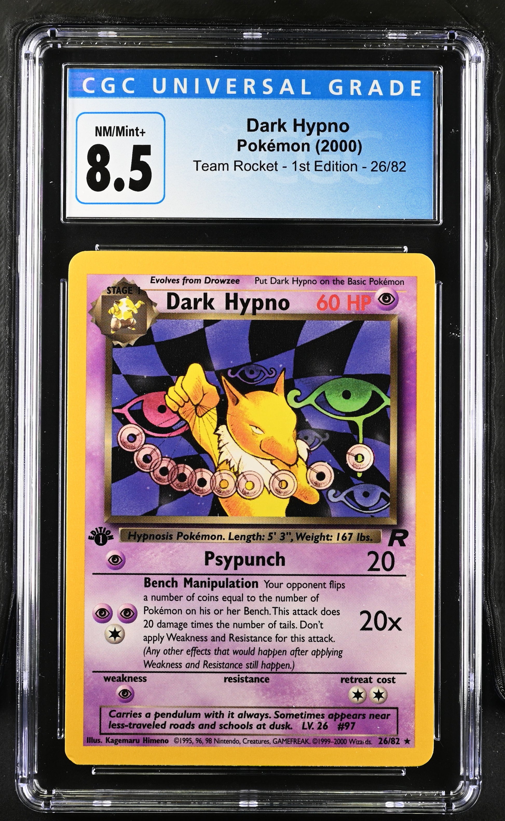 CGC 8.5 Dark Hypno 26/82 Team Rocket - 1st Ed. 3899403025
