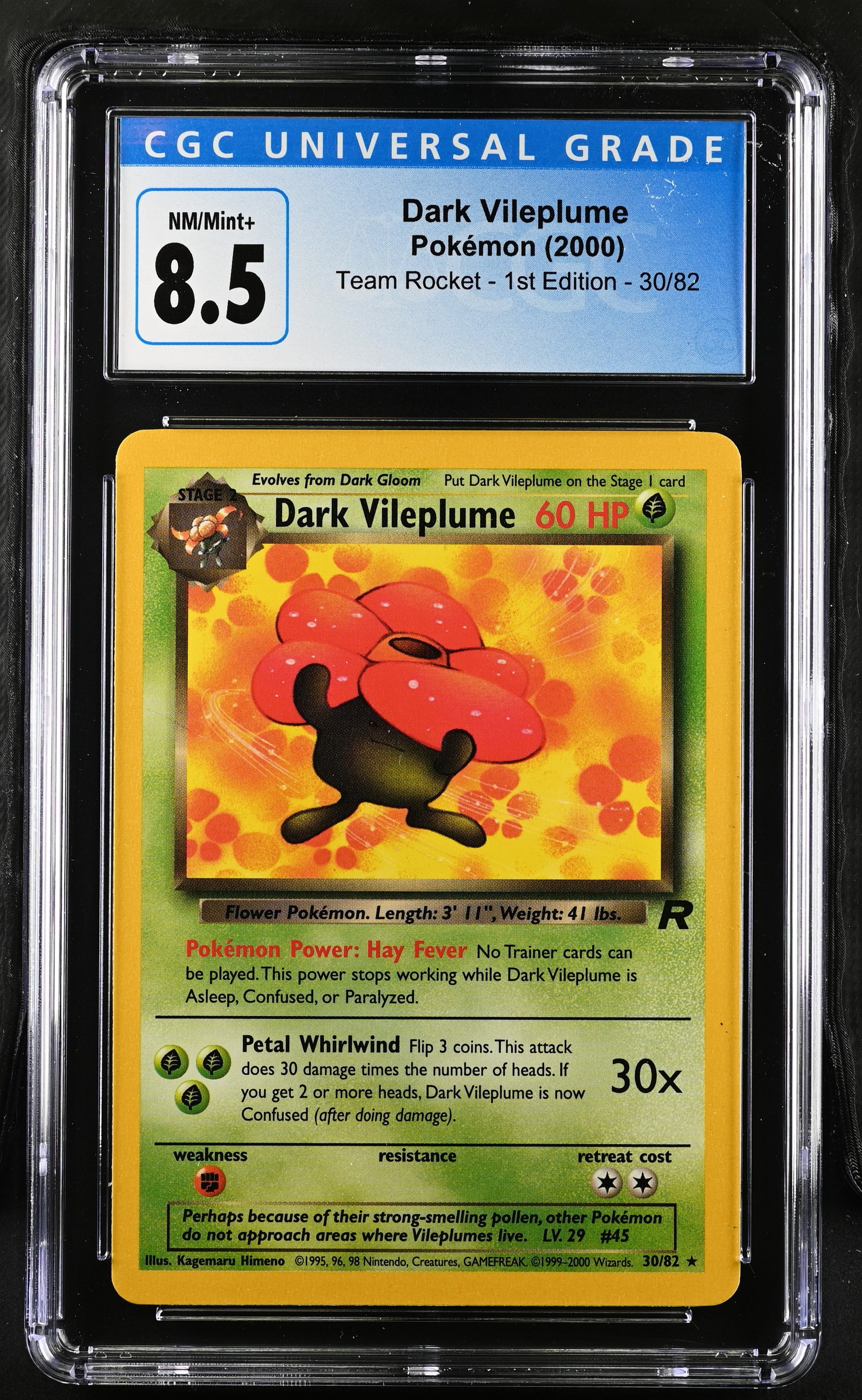 CGC 8.5 Dark Vileplume 30/82 Team Rocket - 1st Ed. 3899403029