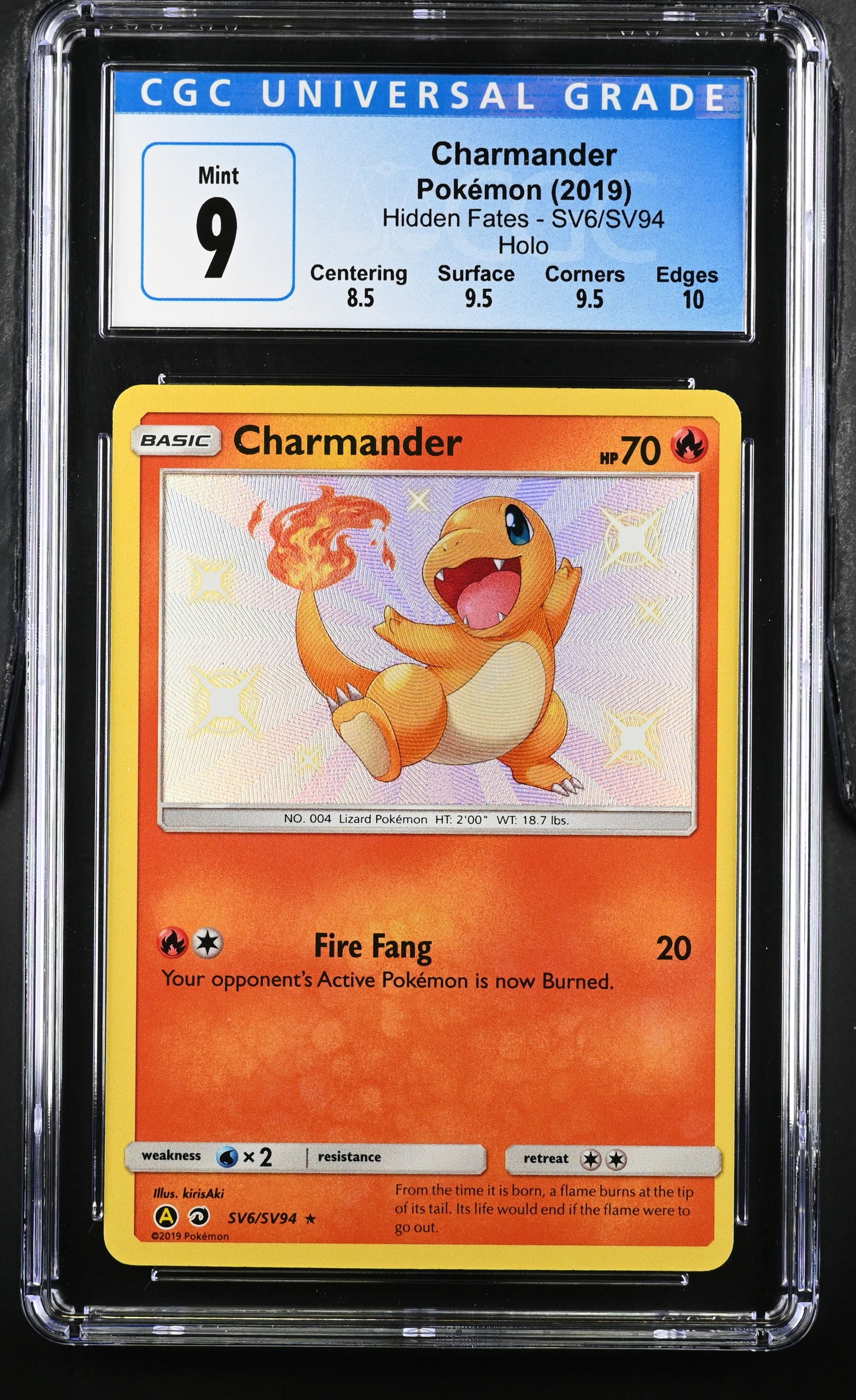 CGC 9 Charmander Shiny Vault SV6/SV94 Hidden Fates 3974526012