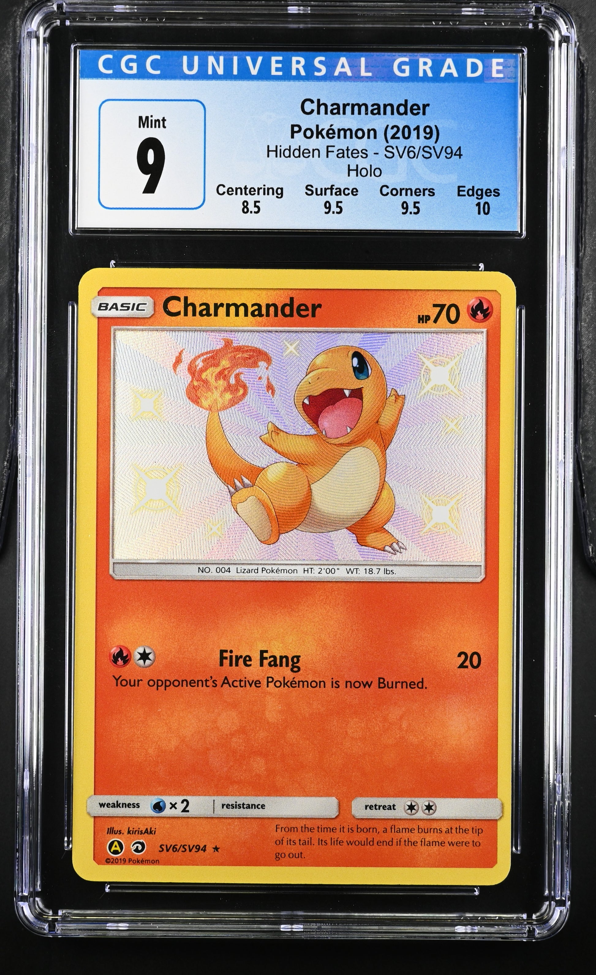 CGC 9 Charmander Shiny Vault SV6/SV94 Hidden Fates 3974526012