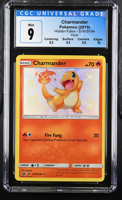 CGC 9 Charmander Shiny Vault SV6/SV94 Hidden Fates 3974526012