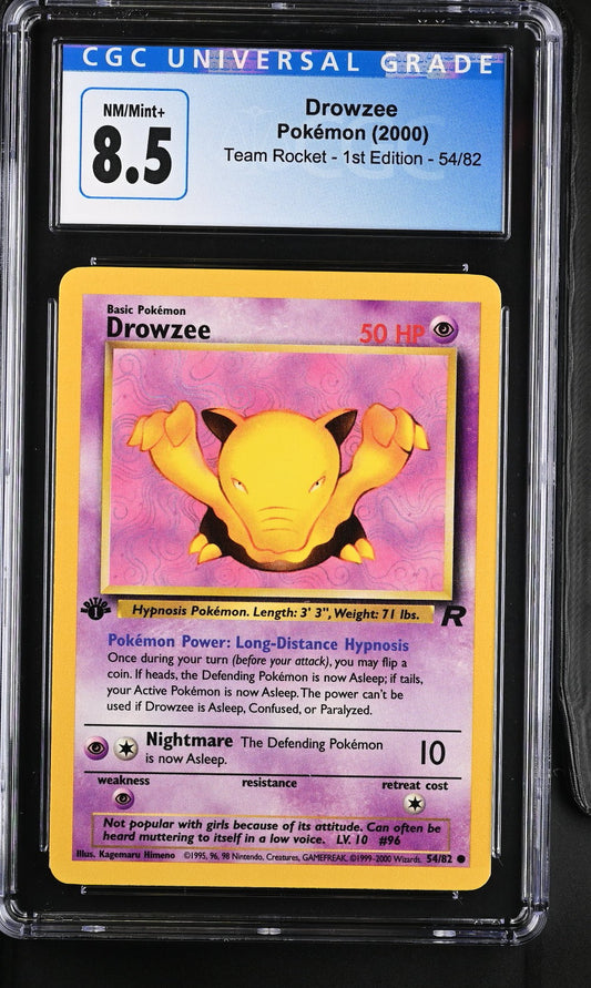 CGC 8.5 Drowzee 54/82 Team Rocket - 1st Ed. 4077148029 (Back)