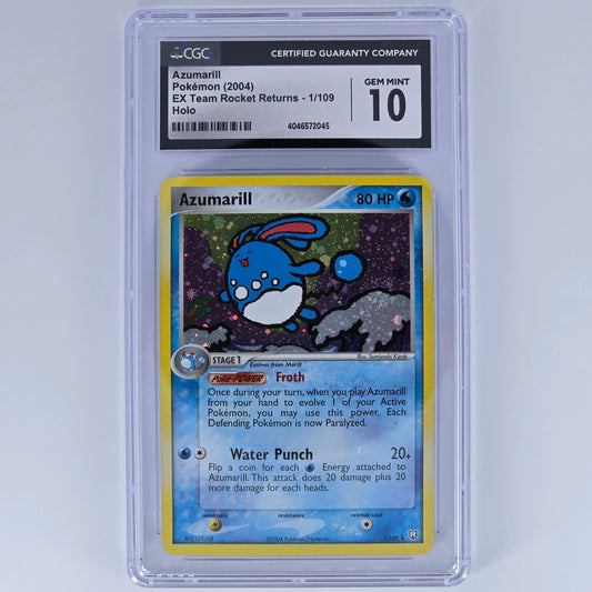 CGC 10 Azumarill 1/109 Holo Rare Pokemon EX Team Rocket Returns Front