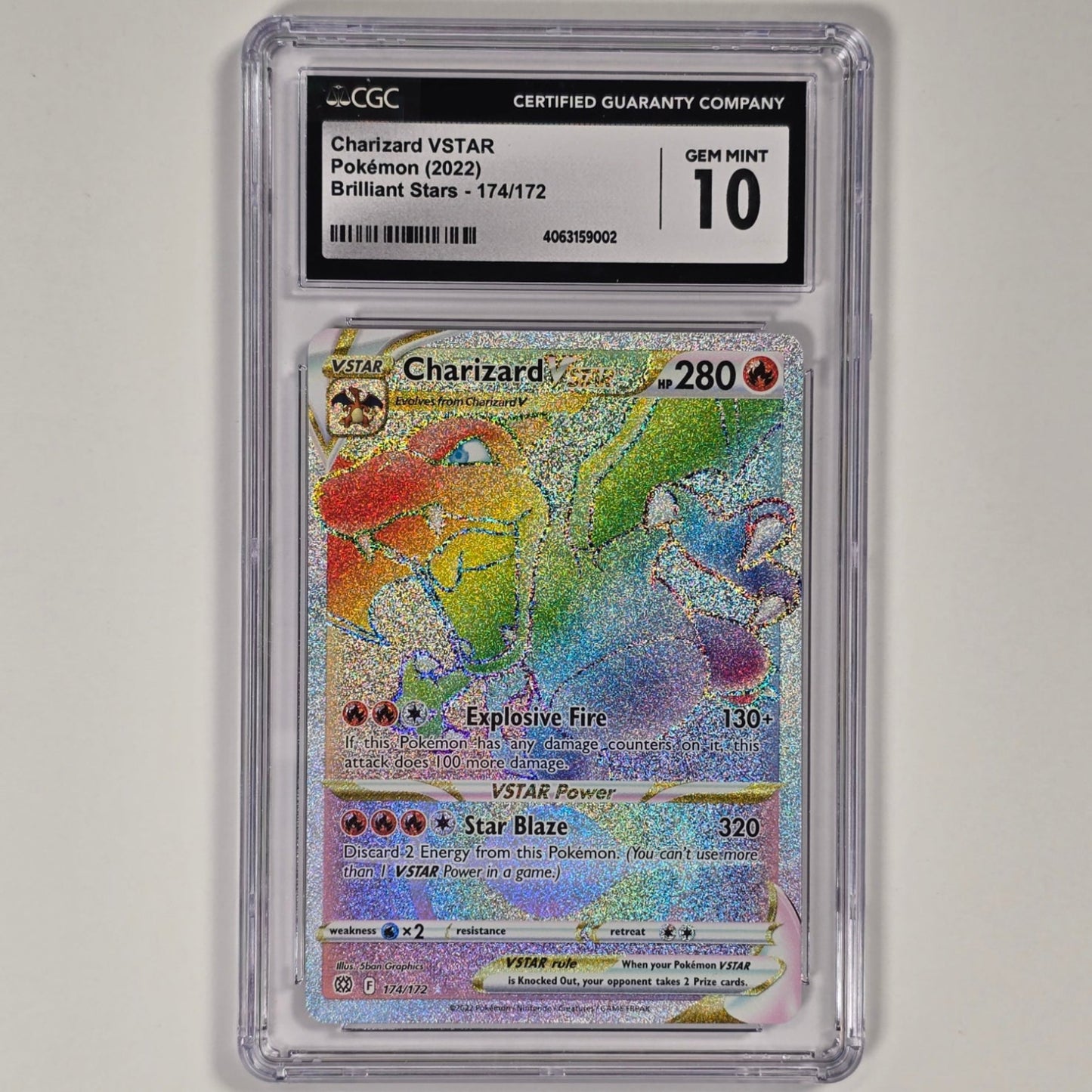 CGC 10 Charizard VSTAR 174/172 Secret Rare Pokemon Brilliant Stars Front 4063159002