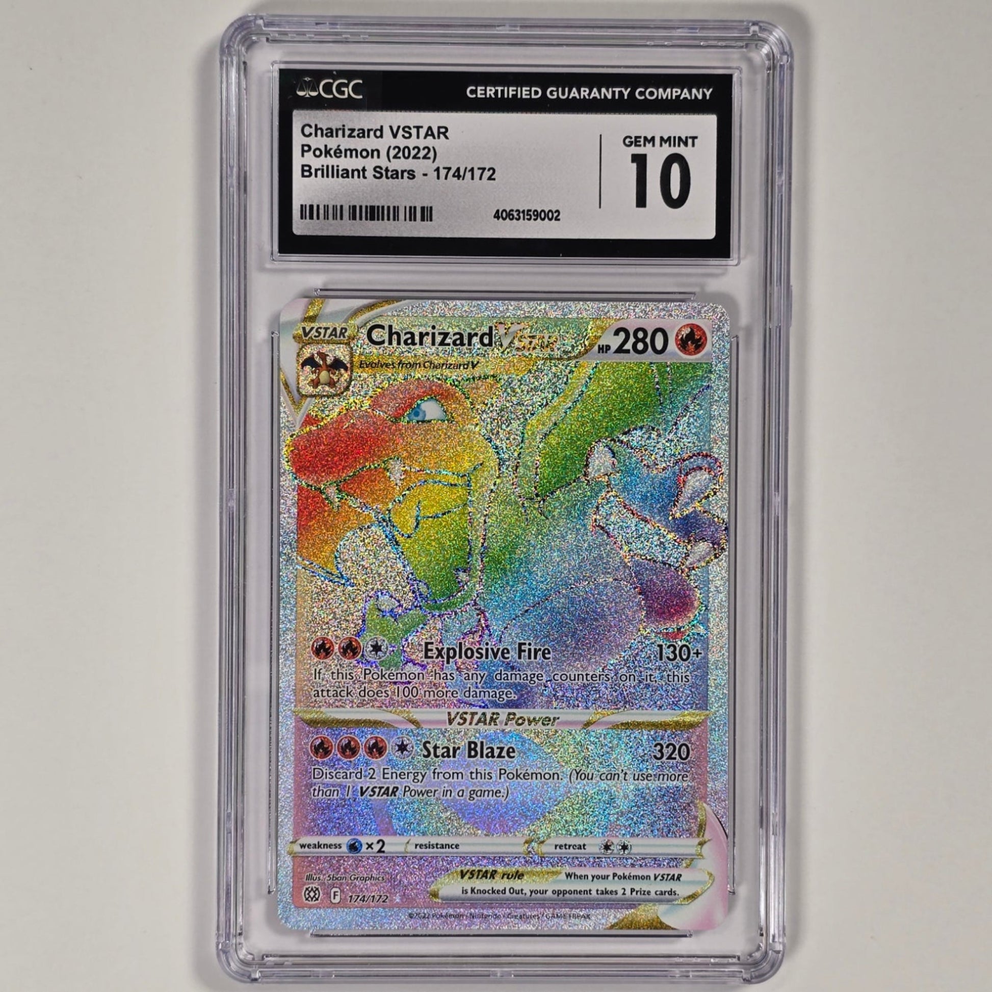 CGC 10 Charizard VSTAR 174/172 Secret Rare Pokemon Brilliant Stars Front 4063159002