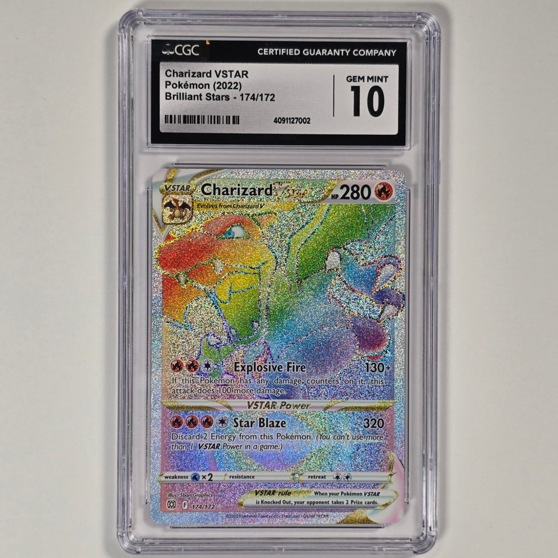 CGC 10 Charizard VSTAR 174/172 Secret Rare Pokemon Brilliant Stars Front 4091127002