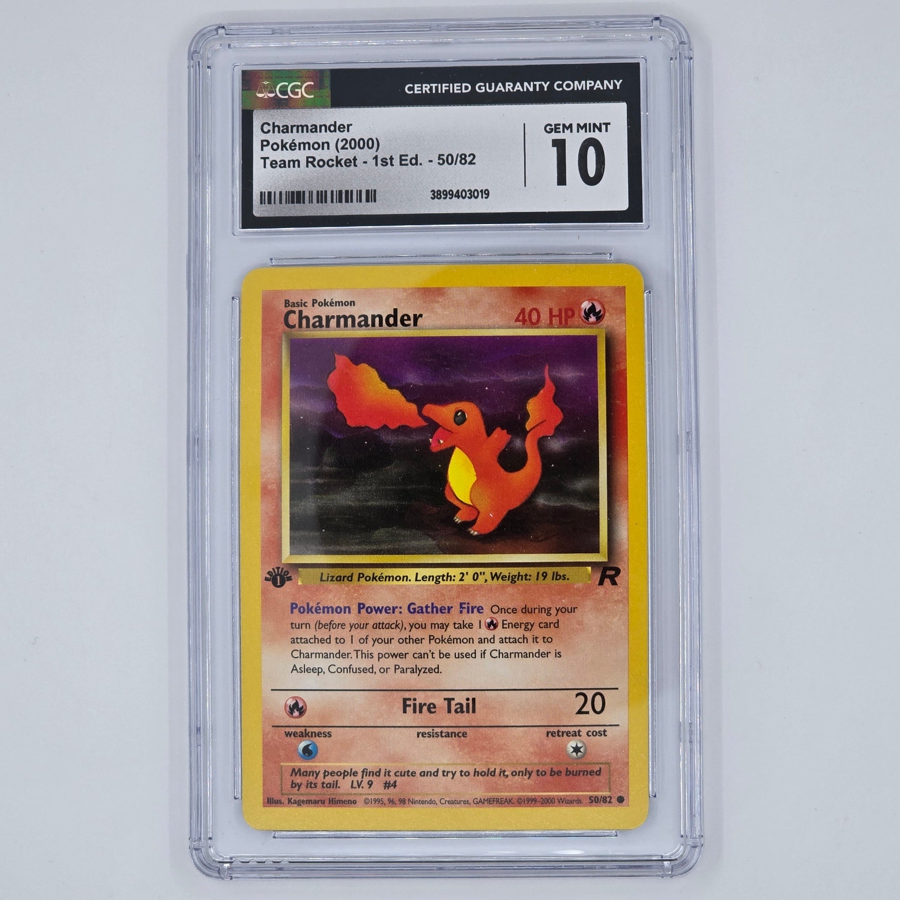 CGC 10 Charmander 50/82 Common Pokémon Team Rocket 1st Edition Front