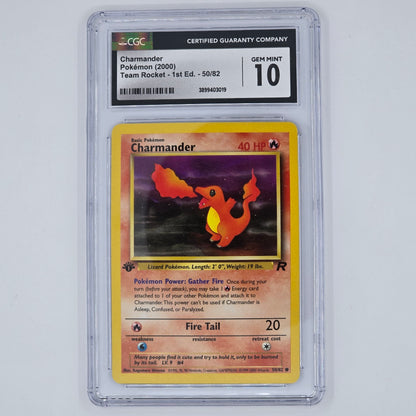 CGC 10 Charmander 50/82 Common Pokémon Team Rocket 1st Edition Front