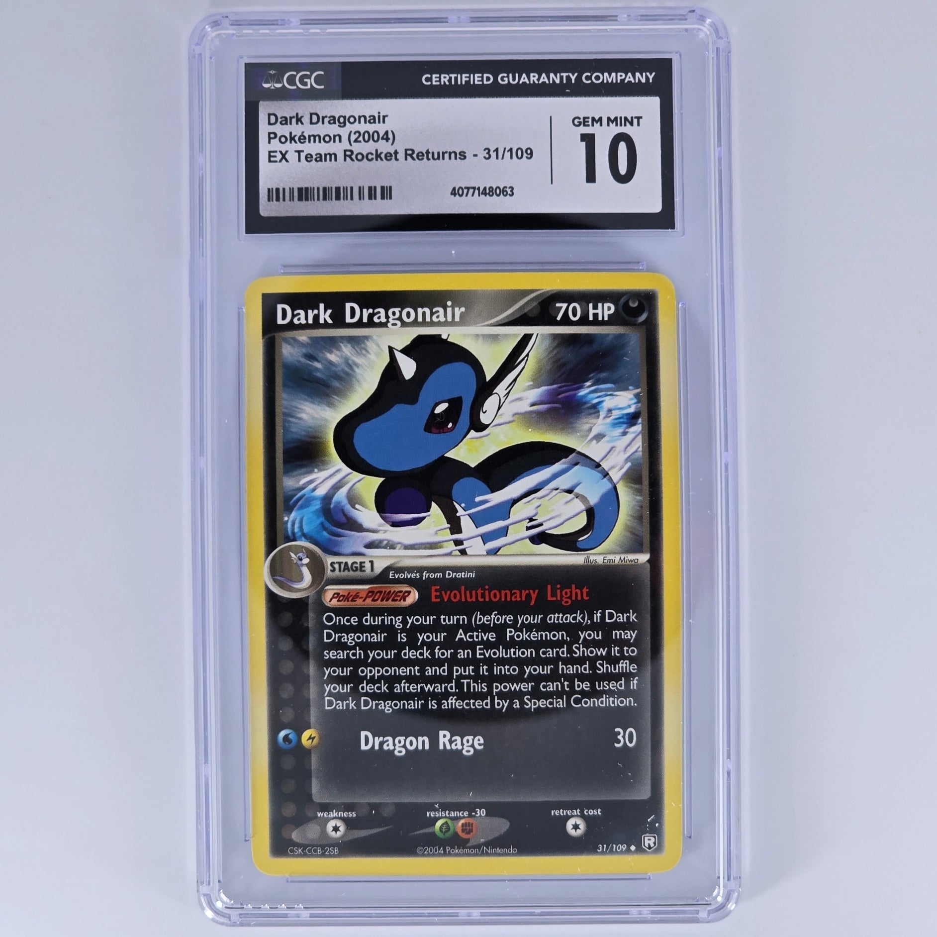 CGC 10 Dark Dragonair 31/109 Uncommon Pokemon EX Team Rocket Returns Front