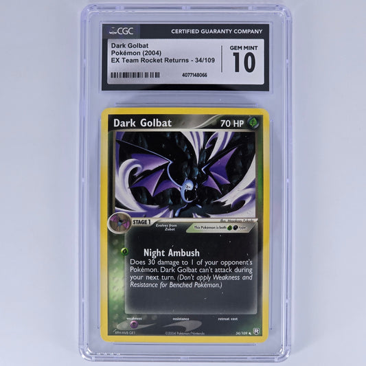 CGC 10 Dark Golbat 34/109 Uncommon Pokemon EX Team Rocket Returns Front