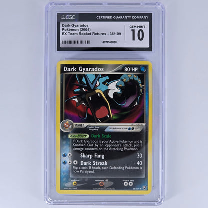 CGC 10 Dark Gyarados 36/109 Uncommon Pokemon EX Team Rocket Returns Front