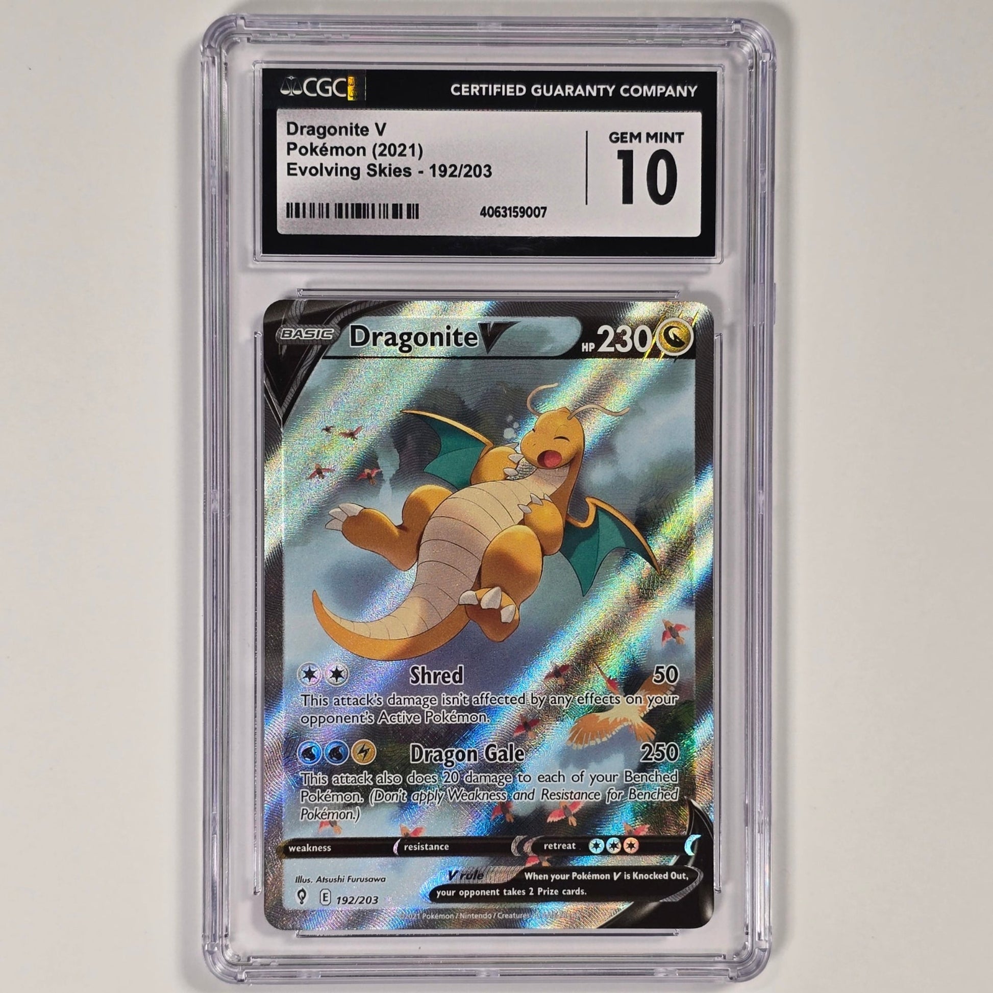 CGC 10 Dragonite V 192/203 Alternate Full Art Pokemon Evolving Skies Front 4063159007