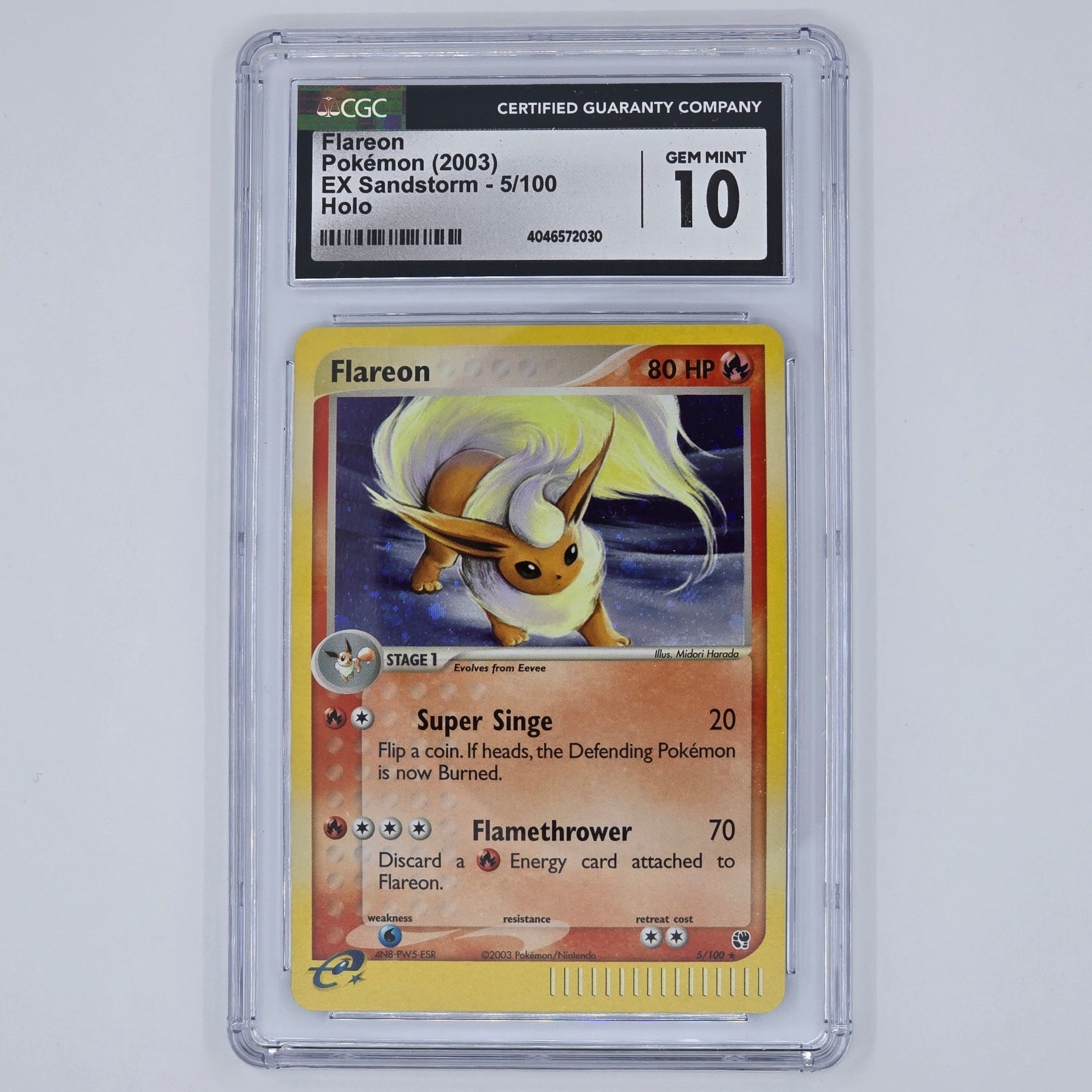 CGC 10 Flareon 5/100 Rare Holo Pokemon EX Sandstorm Front