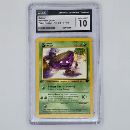 CGC 10 Grimer 57/82 Non-Holo Common Pokémon Team Rocket 1st Edition Front