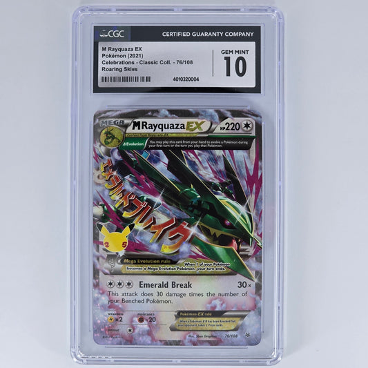 CGC 10 M Rayquaza EX 76/108 Roaring Skies Pokemon Celebrations - Classic Collection Front 4010320004 