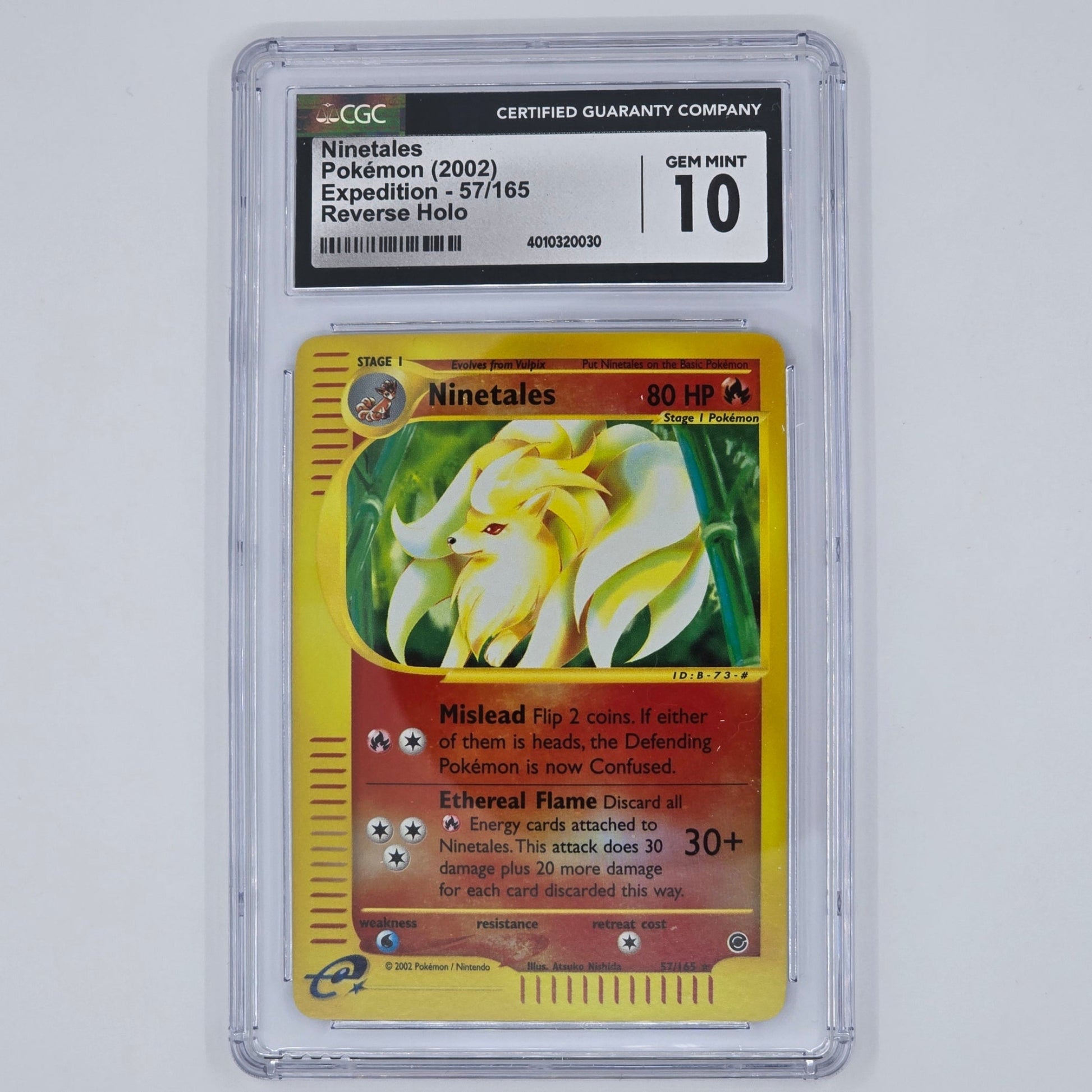 CGC 10 Ninetales 57/165 Rare Reverse Holo Pokemon Expedition Front