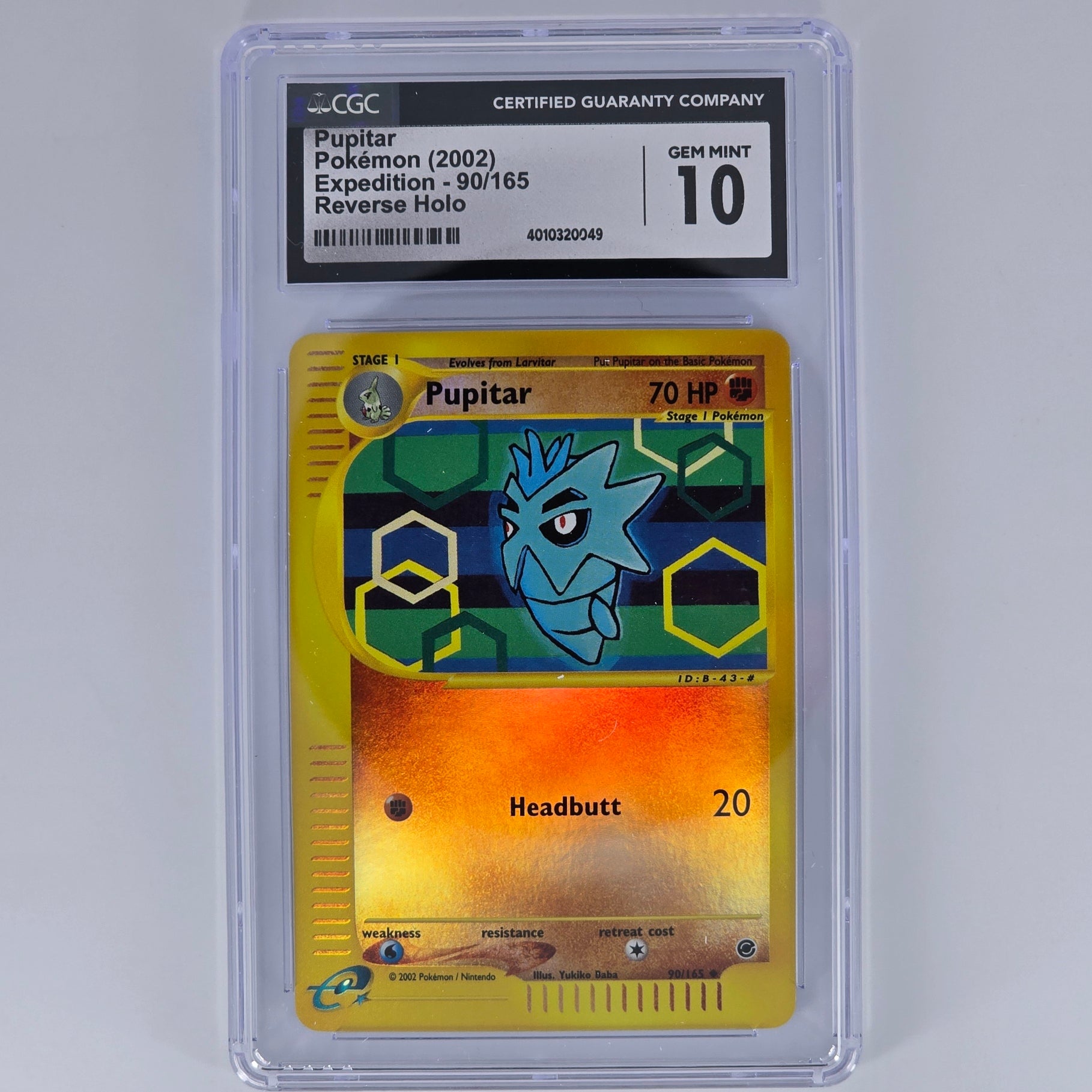 CGC 10 Pupitar 90/165 Common Reverse Holo Pokemon Expedition Front 4010320049