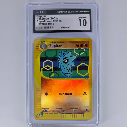 CGC 10 Pupitar 90/165 Common Reverse Holo Pokemon Expedition Front 4010320049