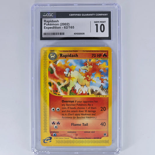 CGC 10 Rapidash 62/165 Rare Non-Holo Pokemon Expedition Front 4010320026
