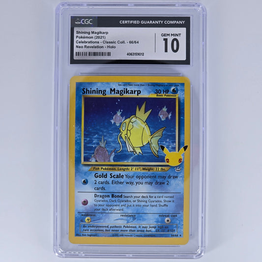 CGC 10 Shining Magikarp 66/64 Neo Revelation Holo Pokemon Celebrations - Classic Collection Front