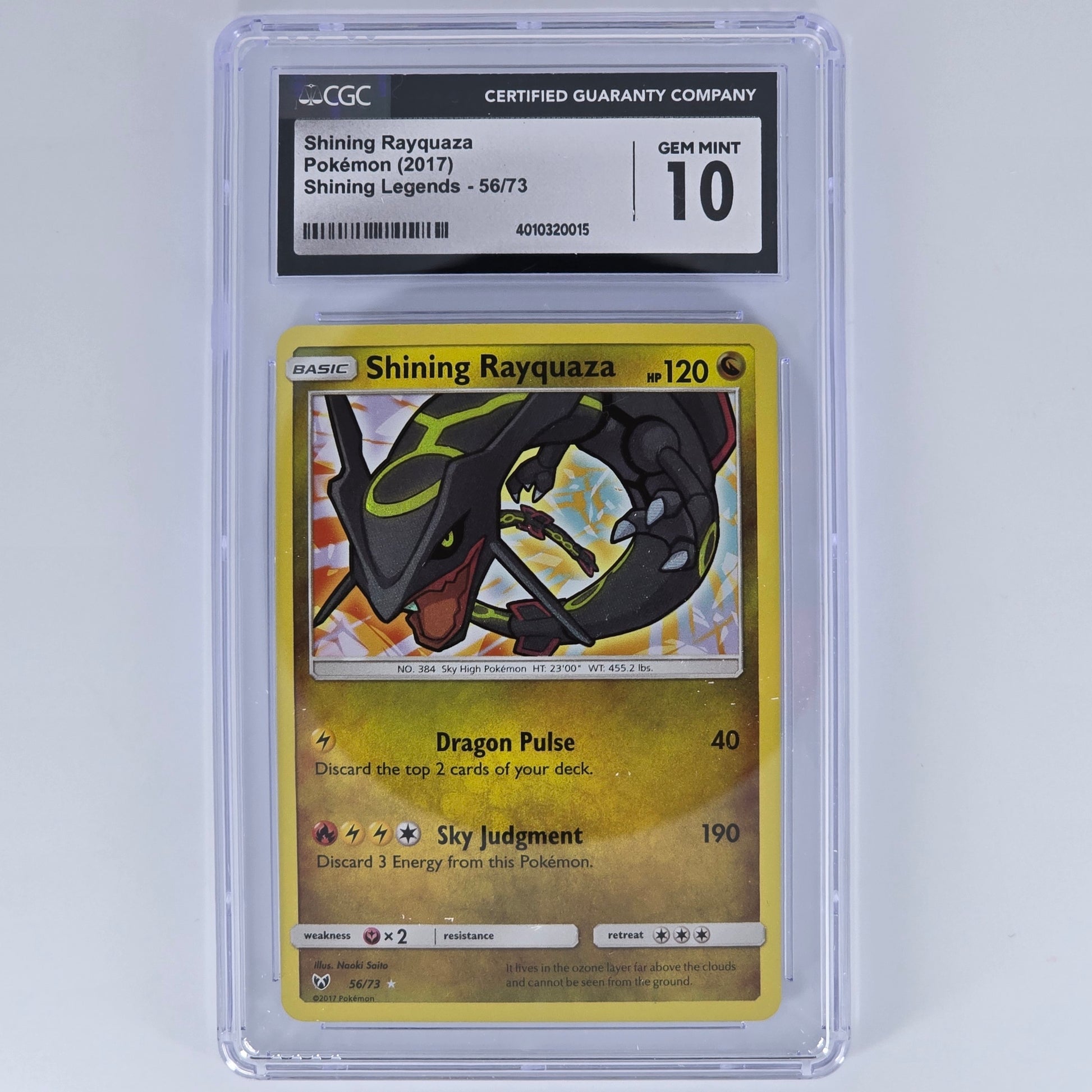 CGC 10 Shining Rayquaza 56/73 Pokemon Shining Legends Front