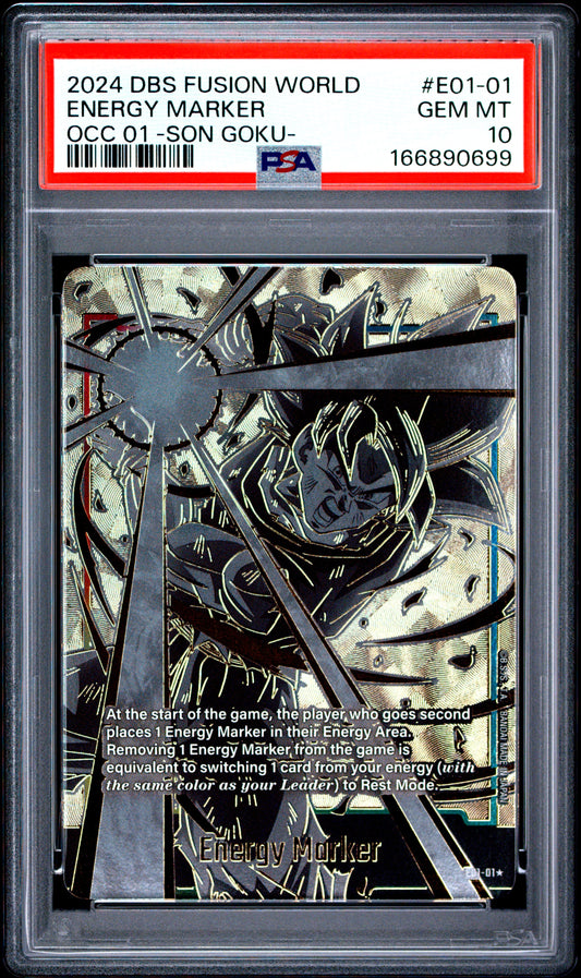 PSA 10 Energy Marker E01-01 Dragon Ball Super Card Game Fusion World Official Card Case 01 -Son Goku 166890699