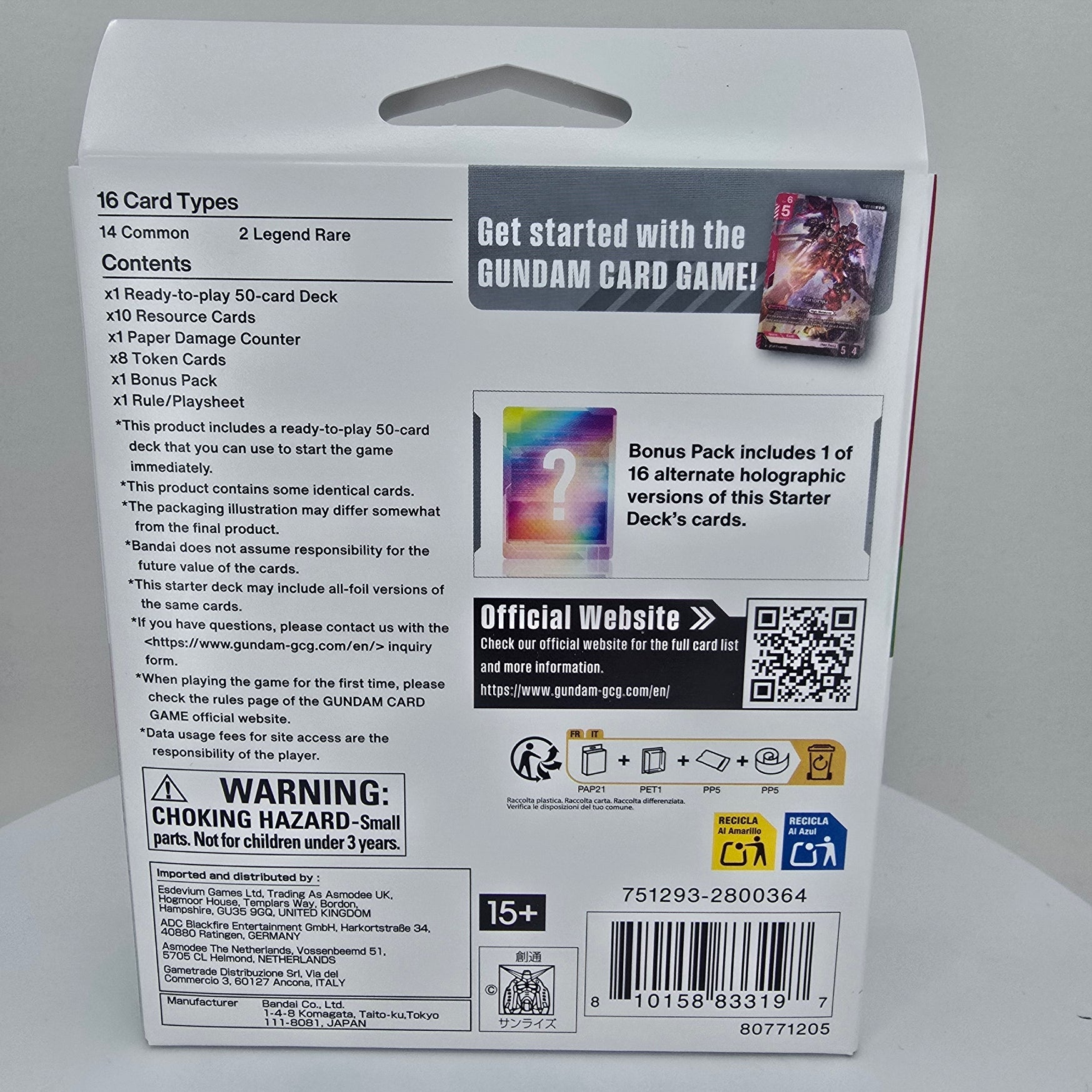 Gundam TCG: Zeon's Rush ST03 Starter Deck Back