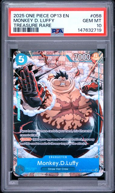 PSA 10 Monkey D. Luffy 058 One Piece Op13-Carrying On His Will 147632719 