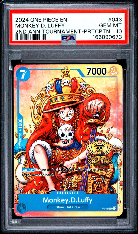 PSA 10 Monkey D. Luffy 043 One Piece Promos 166890673