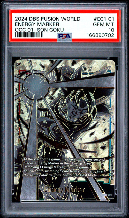 PSA 10 Energy Marker E01-01 Dragon Ball Super Card Game Fusion World Official Card Case 01 -Son Goku 166890702