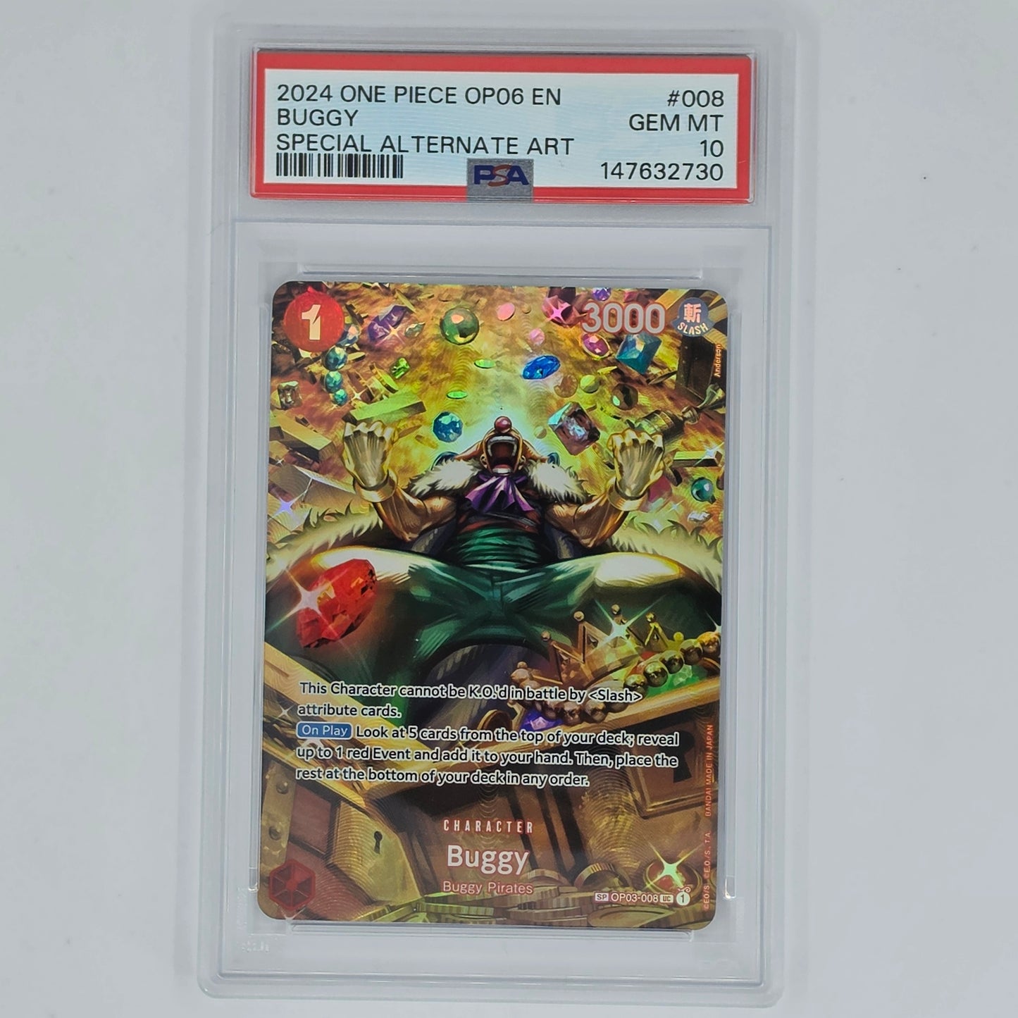 PSA 10 Buggy SP Special Alternate Art 2024 One Piece OP06 Wings of the Captain 147632730 Front